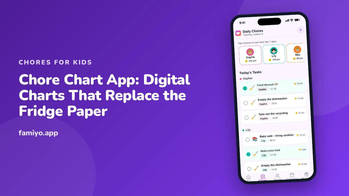 Chore Chart App: Digital Charts That Replace the Fridge Paper: guide from the Famiyo family app