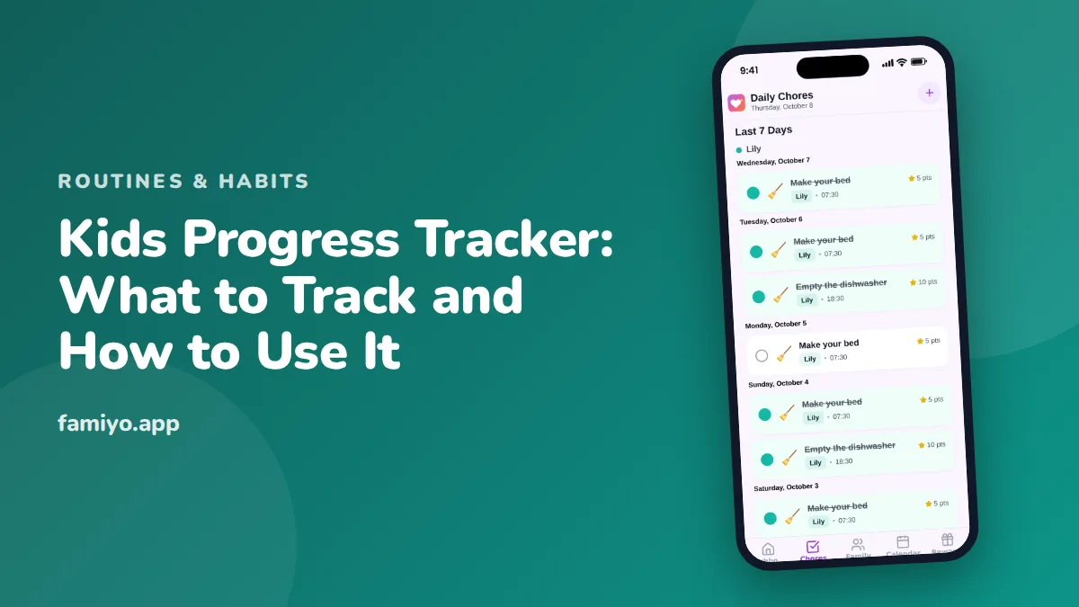 Kids Progress Tracker: What to Track and How to Use It: guide from the Famiyo family app