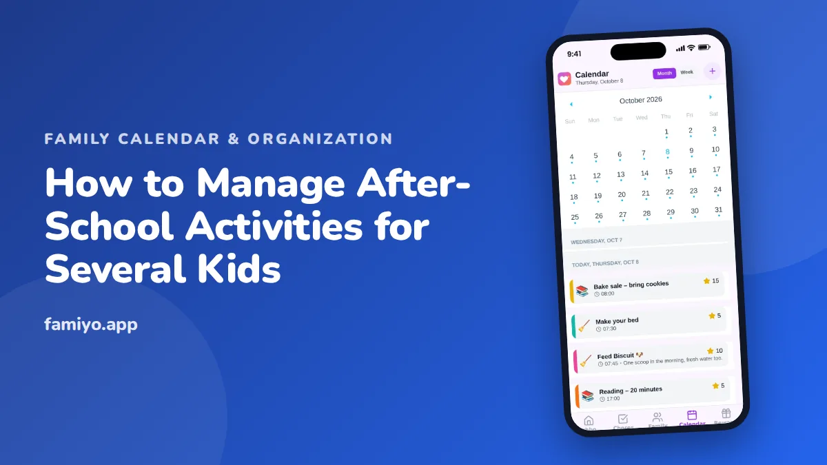 How to Manage After-School Activities for Several Kids: guide from the Famiyo family app