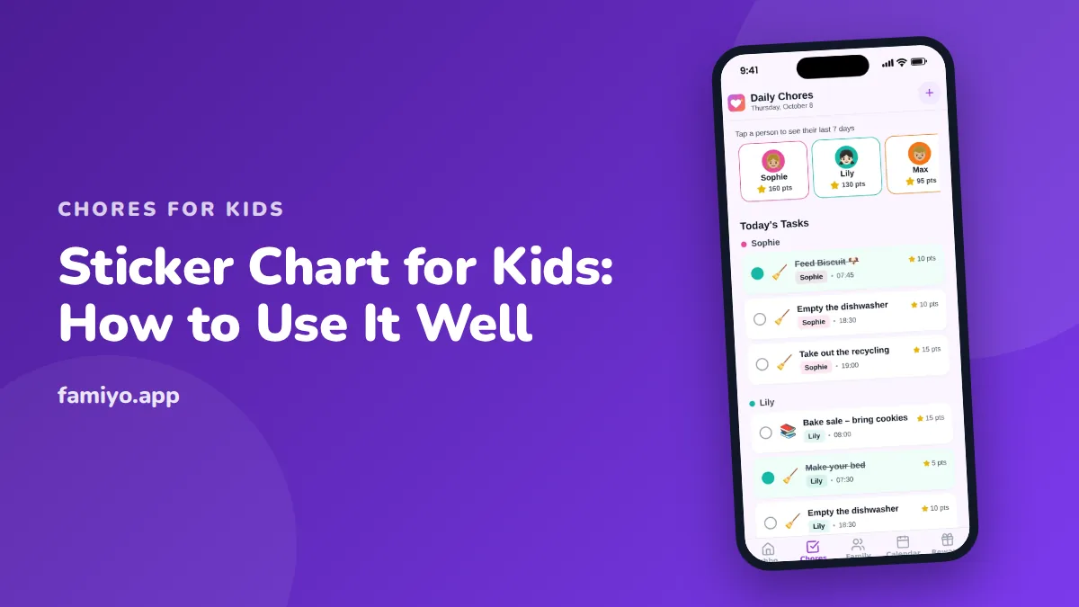 Sticker Chart for Kids: How to Use It Well: guide from the Famiyo family app