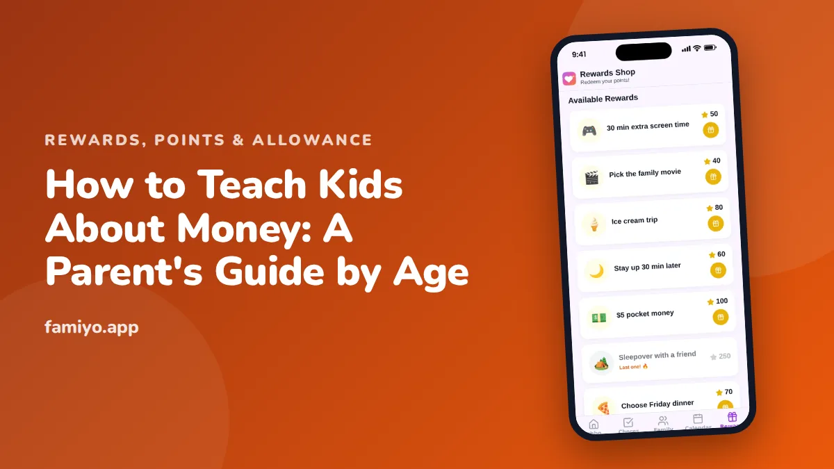 How to Teach Kids About Money: A Parent's Guide by Age: guide from the Famiyo family app